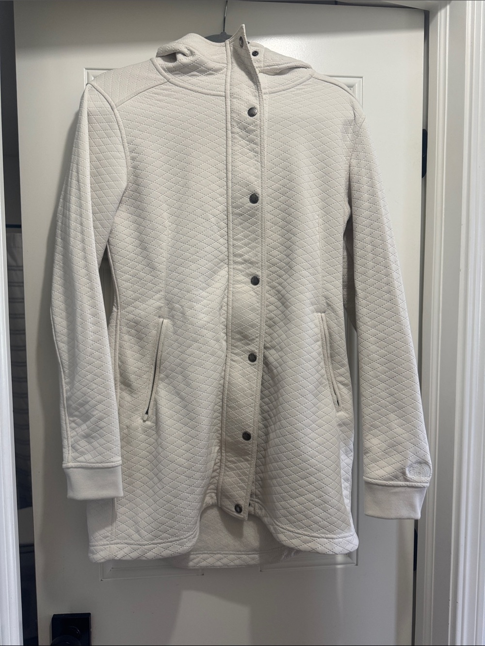 North Face Quilted Hooded Teddy Jacket in Cream